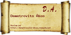 Demetrovits Ákos névjegykártya