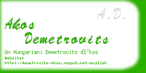 akos demetrovits business card